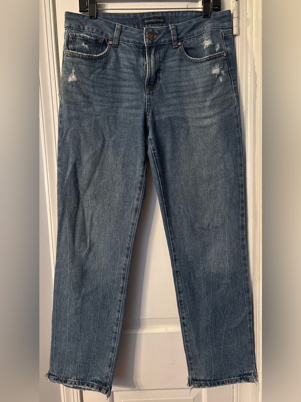 Sincerely Jules Straight Leg Distressed Blue Jeans